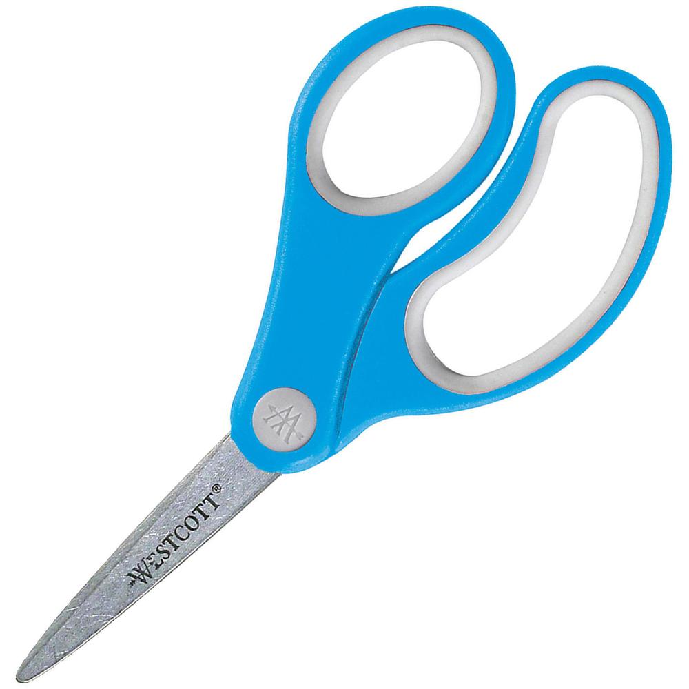 Westcott Teachers 5" Kids Soft Handle Pointed Scissors - 5" Overall Length - Straight-left/right - Stainless Steel - Pointed Tip - Assorted - 12 / Pack. Picture 1