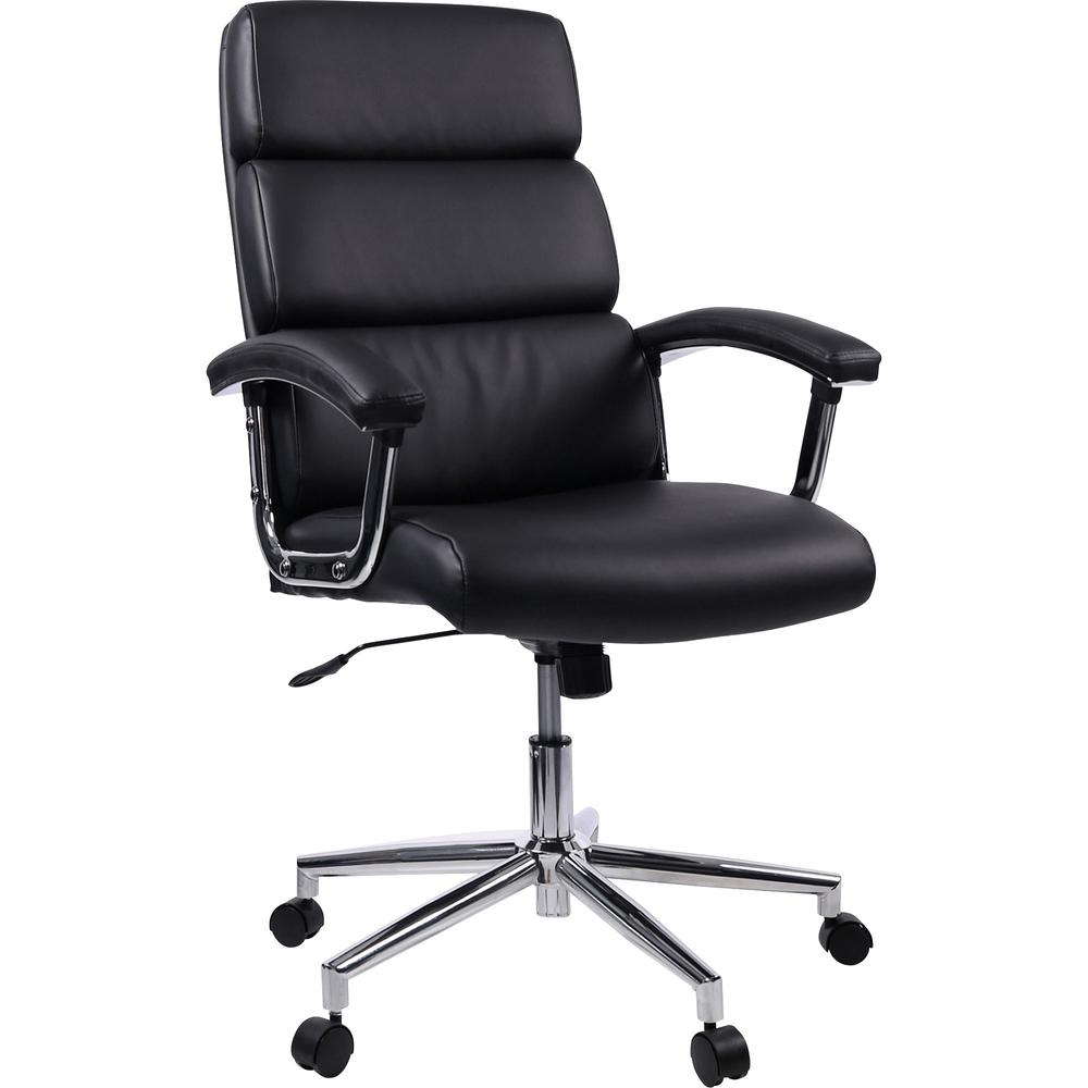 Lorell High-back Office Chair - Black Bonded Leather Seat - Black Bonded Leather Back - 1 Each. Picture 1