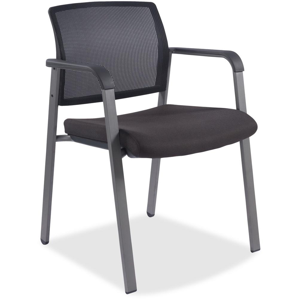 Lorell Guest Chair - Black Fabric, Plastic Seat - Black Back - Black - 1 Each. The main picture.