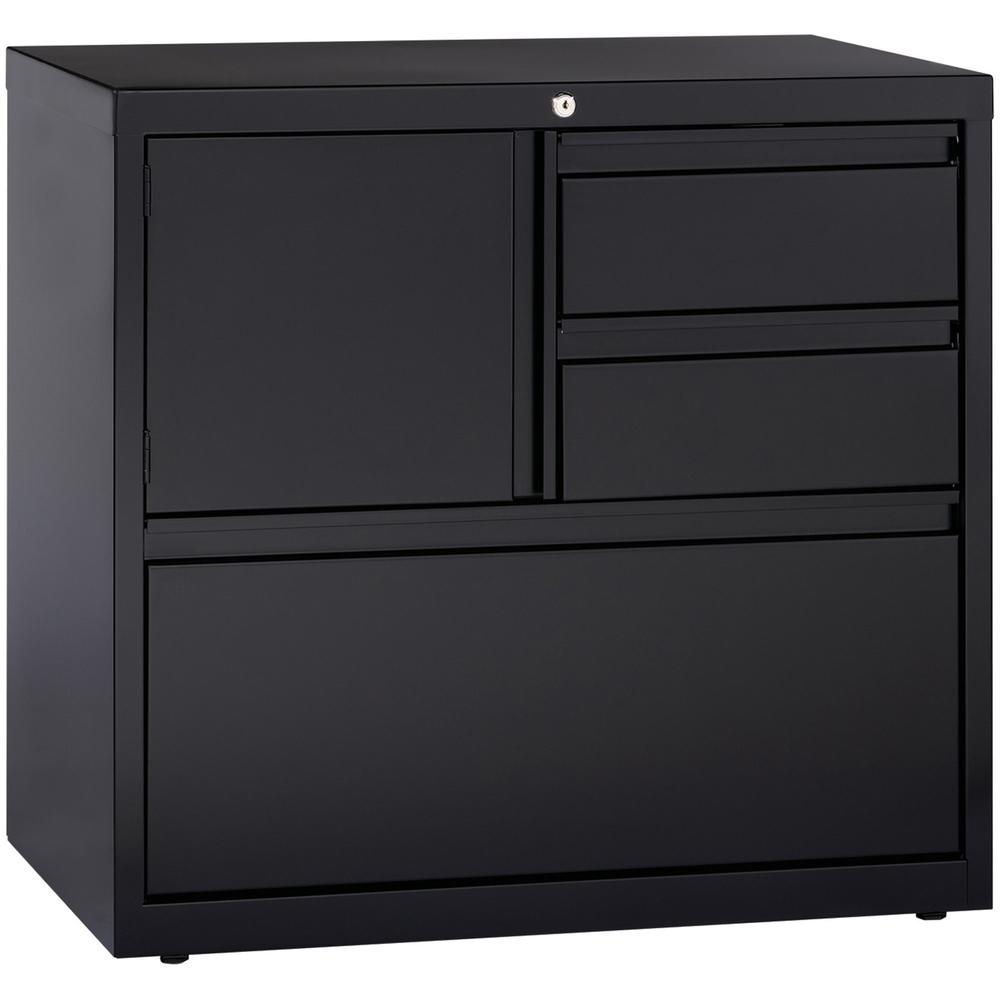 Lorell 30" Personal Storage Center Lateral File - 3-Drawer - 30" x 18.6" x 28" - 3 x Drawer(s) for File, Box - A4, Letter, Legal - Hanging Rail, Glide Suspension, Grommet, Cable Management, Interlocki. The main picture.
