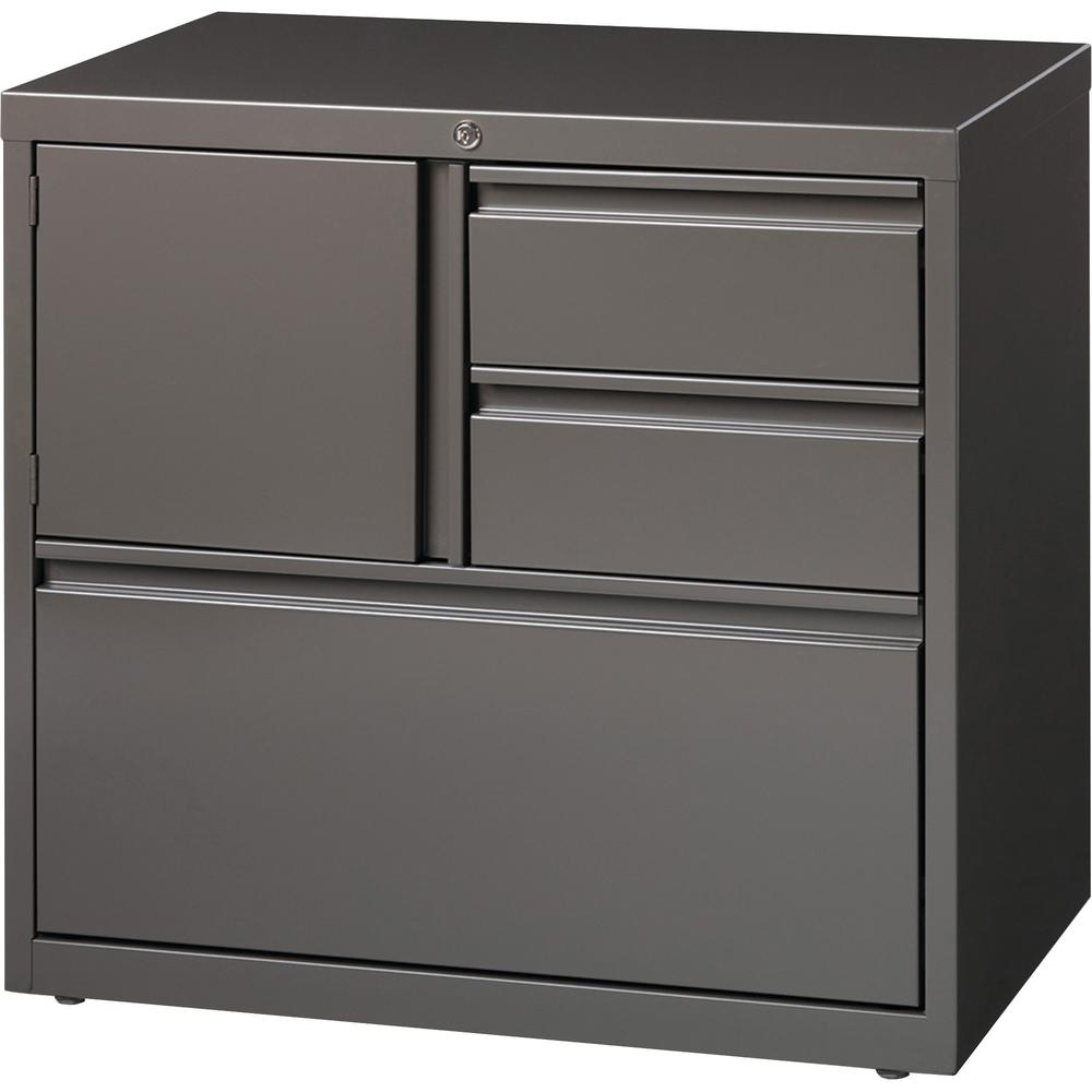 Lorell 30" Personal Storage Center Lateral File - 30" x 18.6" x 28" - 3 x Drawer(s) for File, Box - A4, Letter, Legal - Hanging Rail, Glide Suspension, Grommet, Cable Management, Interlocking, Reinfor. Picture 1