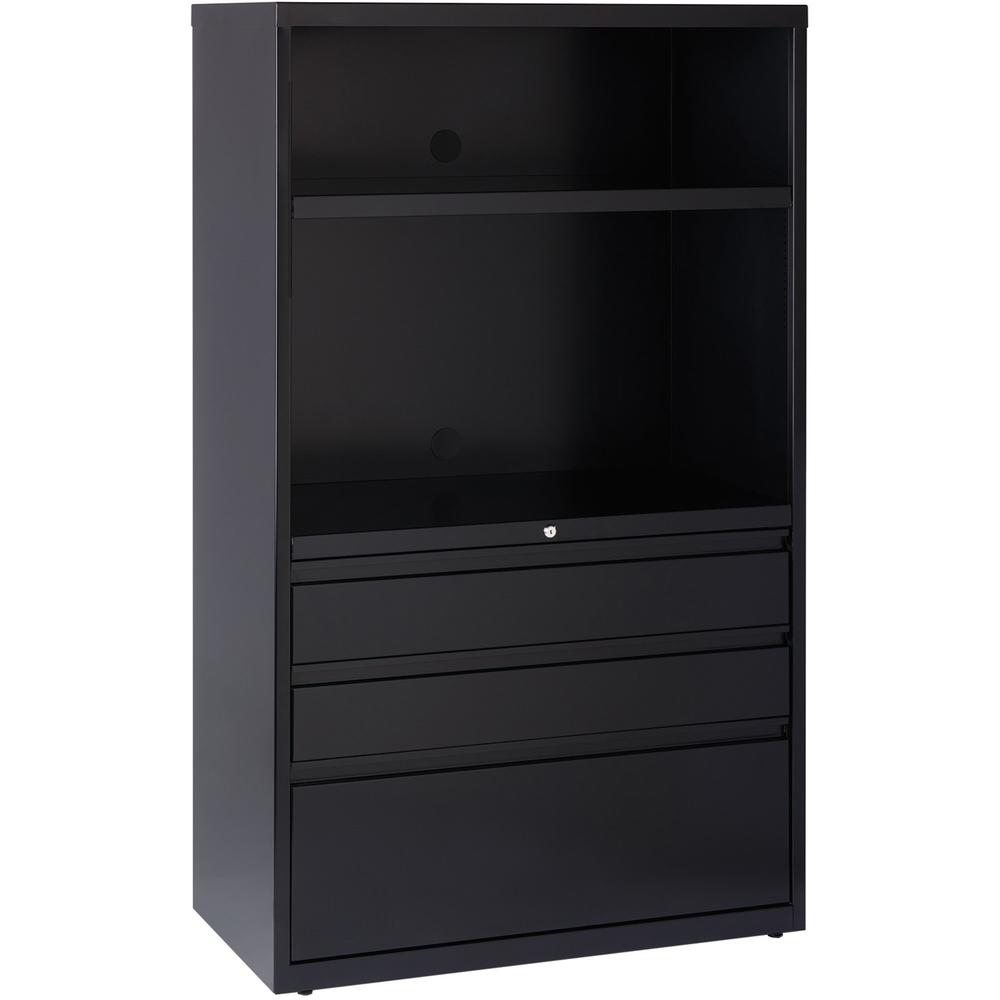 Lorell File/File Lateral File Combo Unit - 36" x 18.6" x 60" - 2 x Shelf(ves) - 3 x Drawer(s) for Box, File - Legal, Letter, A4 - Lateral - Cable Management, Leveling Glide, Adjustable Glide, Locking . Picture 1
