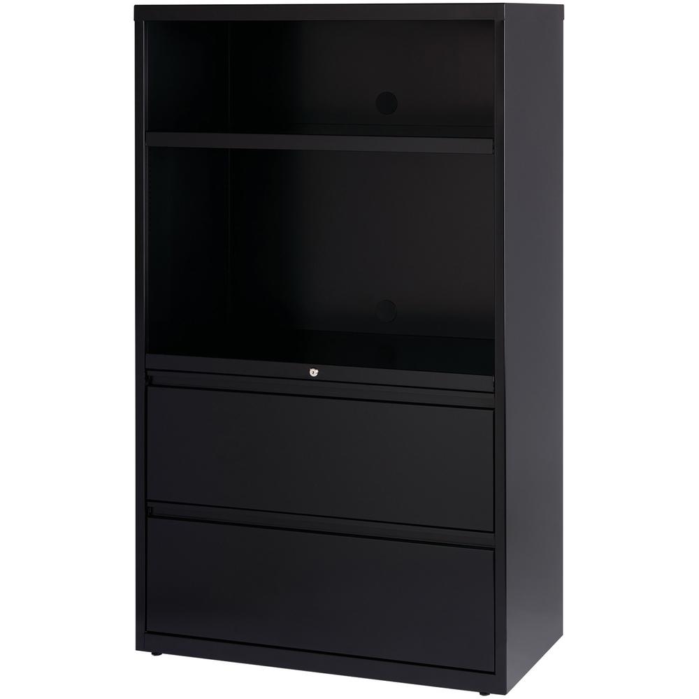 Lorell 36" Lateral Hanging File Drawers Combo Unit - 36" x 18.6" x 60" - 2 x Drawer(s) for File - Legal, Letter, A4 - Lateral - Cable Management, Leveling Glide, Adjustable Glide, Locking Drawer, Dura. The main picture.
