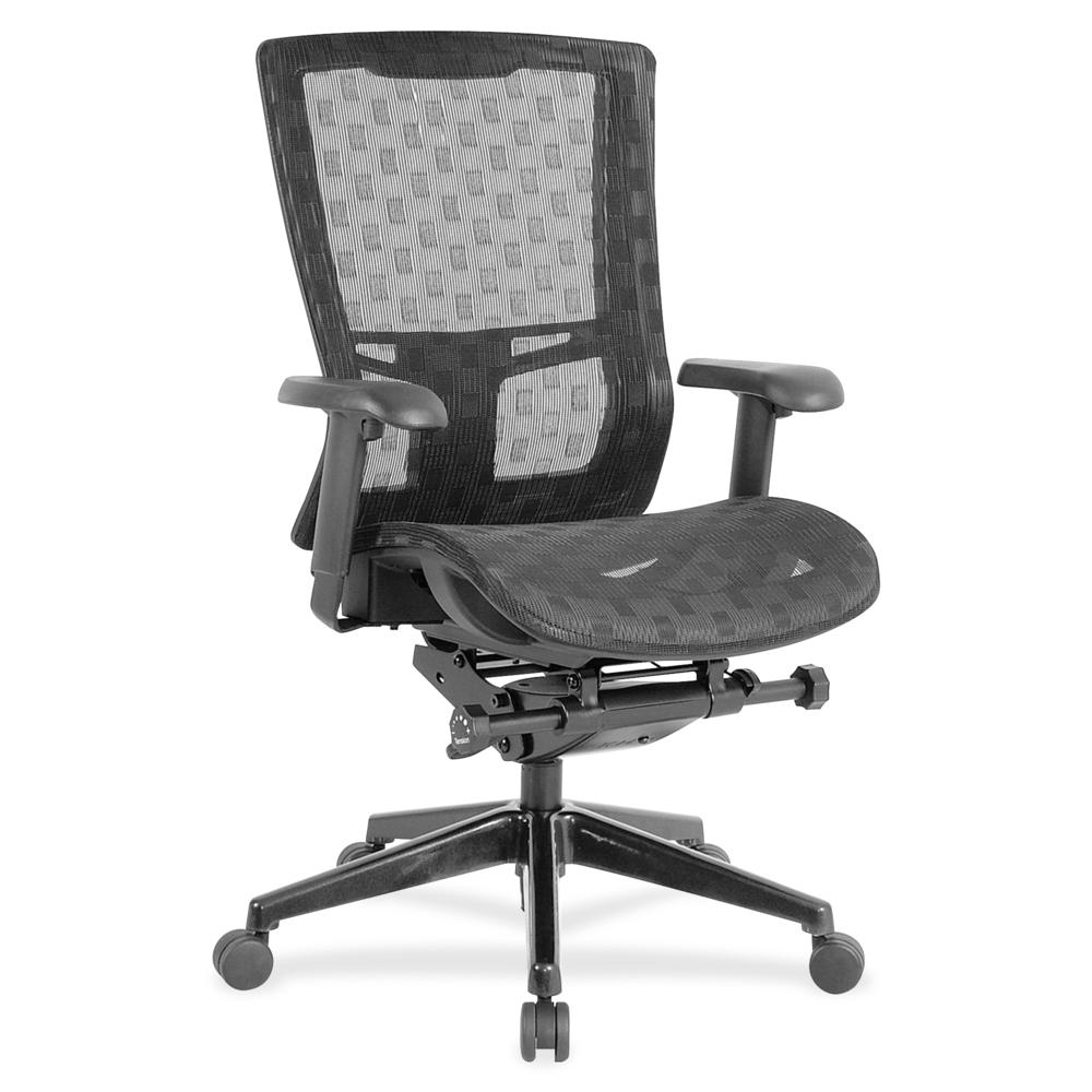 Lorell Checkerboard Design Mesh High-Back Chair - Black Nylon Mesh Seat - Black Nylon Mesh Back - 5-star Base - 1 Each. Picture 1