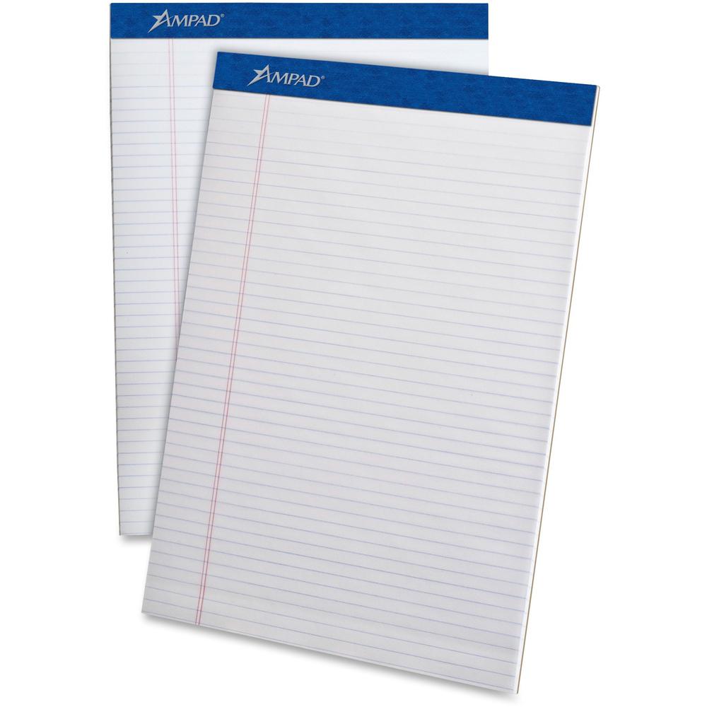 Ampad Perforated Ruled Pads - Letter - 50 Sheets - Stapled - 0.25" Ruled - 20 lb Basis Weight - 8 1/2" x 11"8.5"11.8" - White Paper - White Cover - Sturdy Back, Header Strip, Pinhole Perforated, Chipb. The main picture.