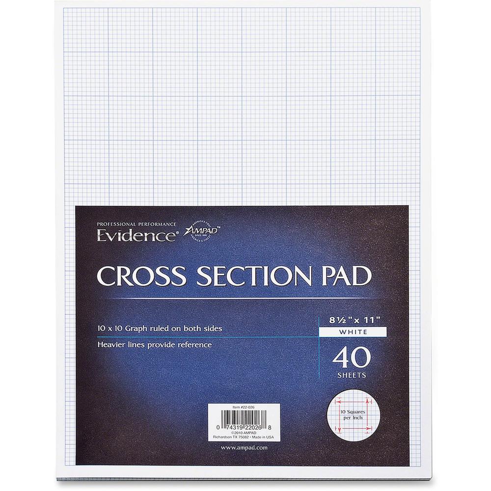 Ampad Graph Pad - 40 Sheets - Glue - 20 lb Basis Weight - Letter - 8 1/2" x 11" - White Paper - Chipboard Backing - 1 / Pad. Picture 1