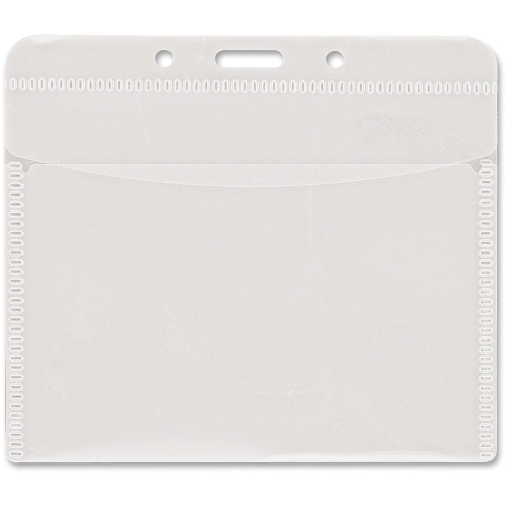 Advantus PVC-Free Horizontal Badge Holder - Support 4" x 3" Media - Horizontal - Polypropylene - 50 / Pack - Clear. The main picture.