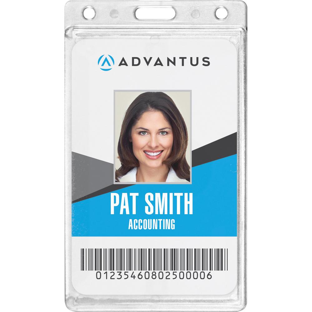 Advantus Frosted Vertical Rigid ID Holder - Support 2.13" x 3.38" Media - Vertical - Plastic - 25 / Box - Frosted. Picture 1