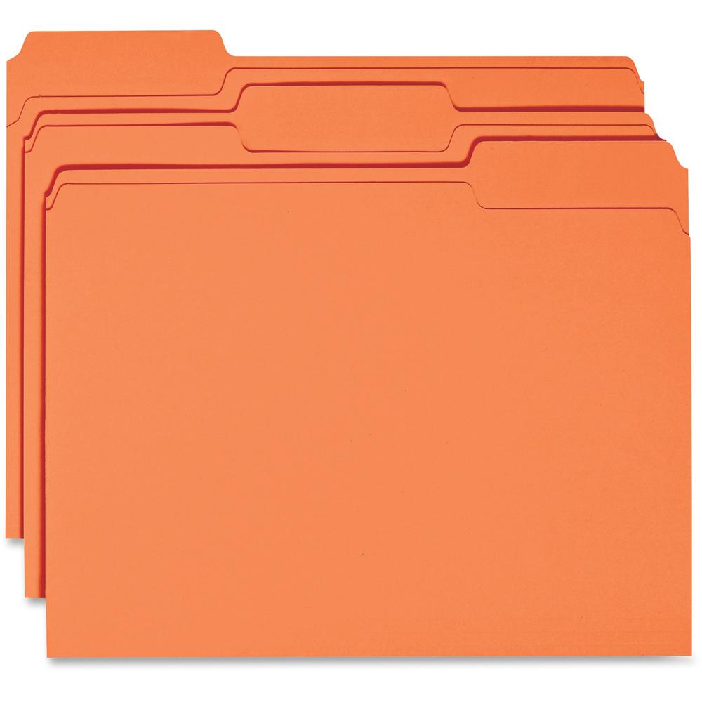 Business Source 1/3 Tab Cut Recycled Top Tab File Folder - Orange - 10% Recycled - 100 / Box. Picture 1