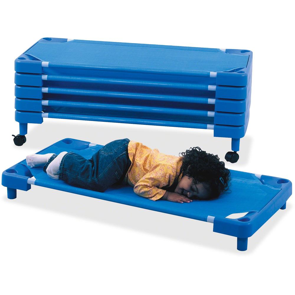 Children's Factory Full Size Cots Set - Blue - Steel, Polyester, Woven. Picture 1