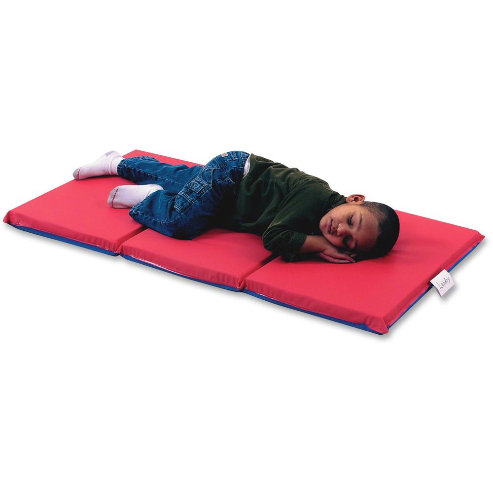 Children's Factory 3-section Infection Control Mat - 48" Length x 24" Width x 2" Thickness - Rectangle - Vinyl - Red, Blue. Picture 1