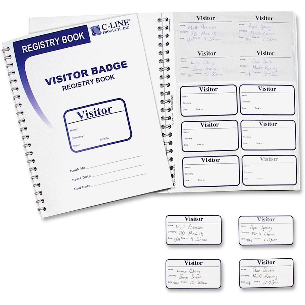 C-Line Visitor Badges with Registry Log - 3-5/8 x 1-7/8 Badge Size, 150 Badges and Log Book/BX, 97030. Picture 1