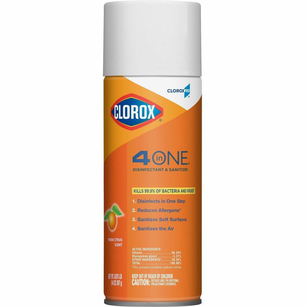 CloroxPro&trade; 4 in One Disinfectant & Sanitizer - Spray - 14 fl oz (0.4 quart) - Fresh Citrus Scent - 1 Each. Picture 1