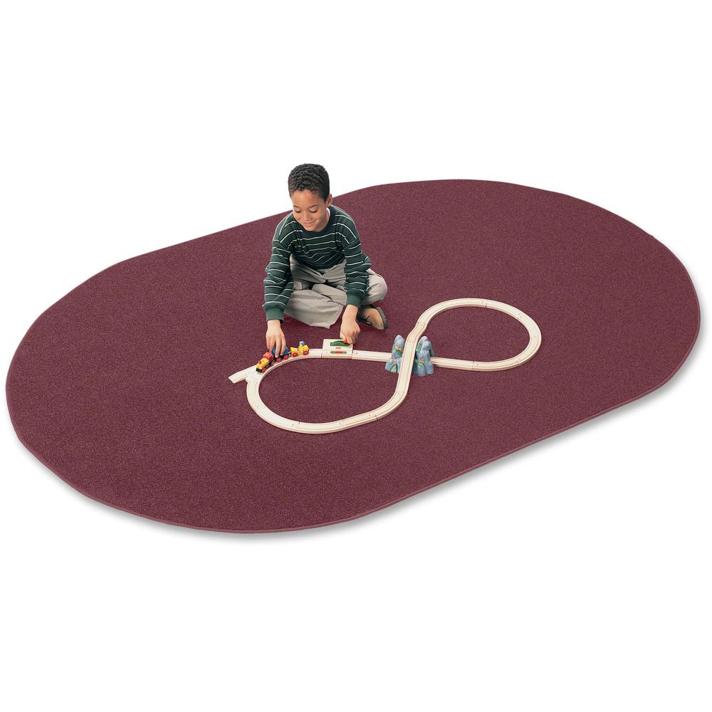 Carpets for Kids Mt. St. Helens Carpet Rug - 108" Length x 72" Width - Oval - Cranberry - Nylon. Picture 1