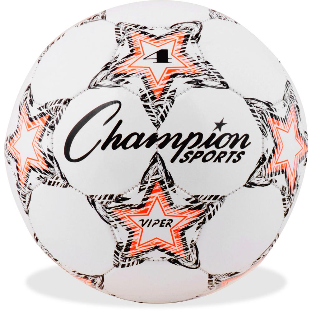 Champion Sports Viper Soccer Ball Size 4 - 8.25" - Size 4 - Thermoplastic Polyurethane (TPU) - Red, Black, White - 1  Each. The main picture.