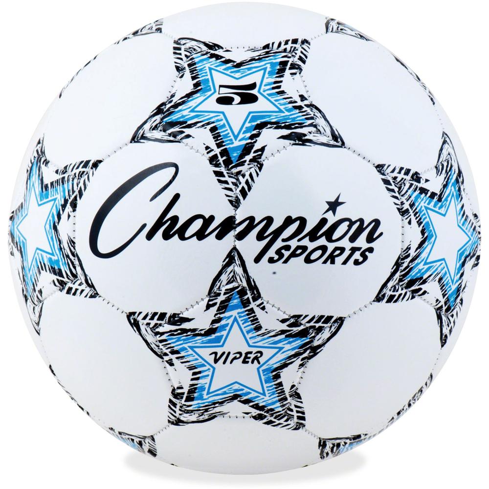 Champion Sports Viper Soccer Ball Size 5 - 8.75" - Size 5 - Thermoplastic Polyurethane (TPU) - Blue, Black, White - 1  Each. Picture 1