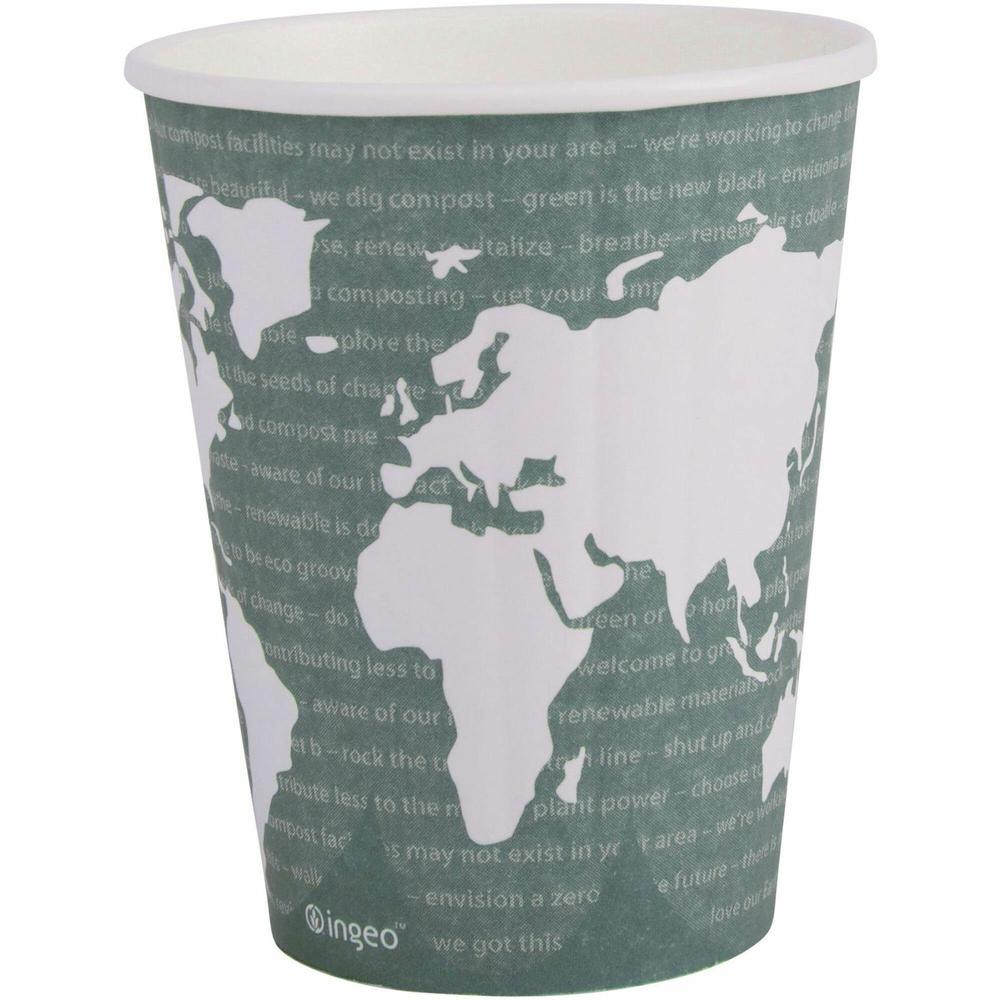 Eco-Products 12 oz World Art Insulated Hot Beverage Cups - 600 / Carton - Green - Hot Drink. Picture 1