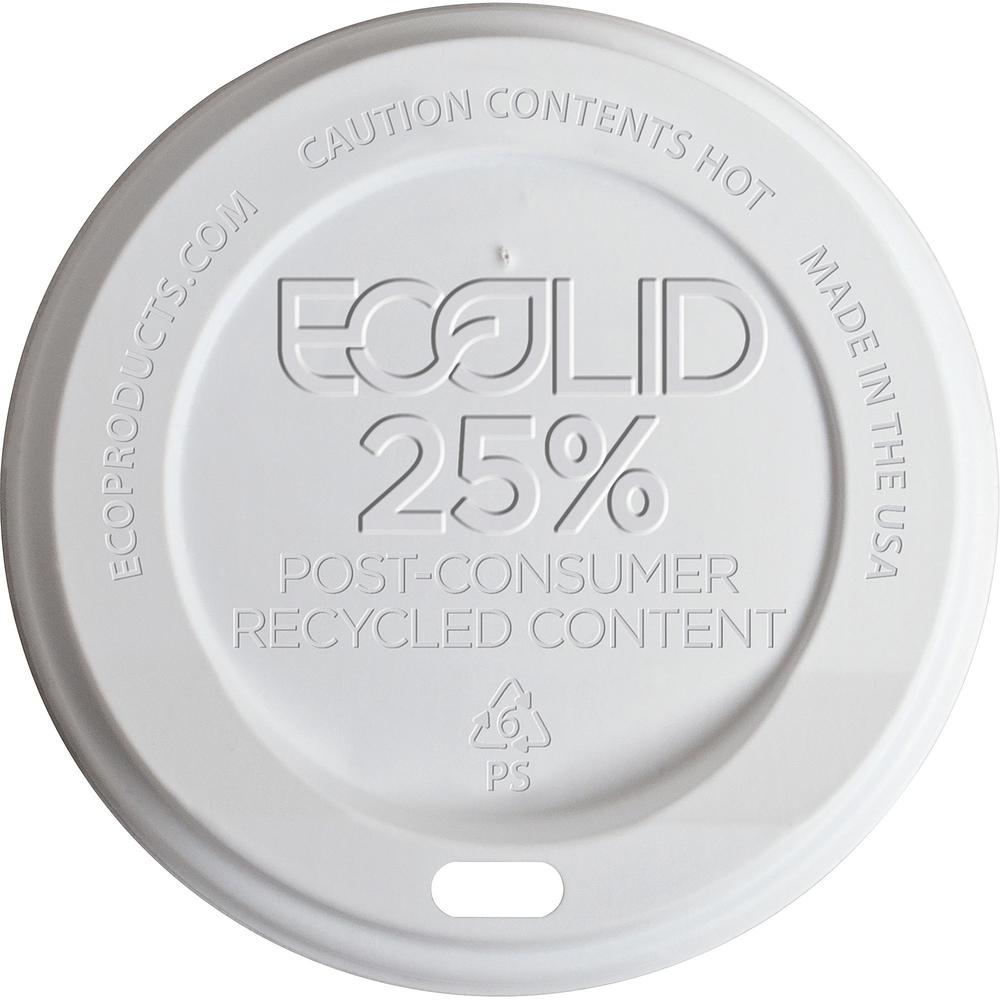 Eco-Products Evolution World Hot Cup Lids - Polystyrene - 1000 / Carton - White. Picture 1