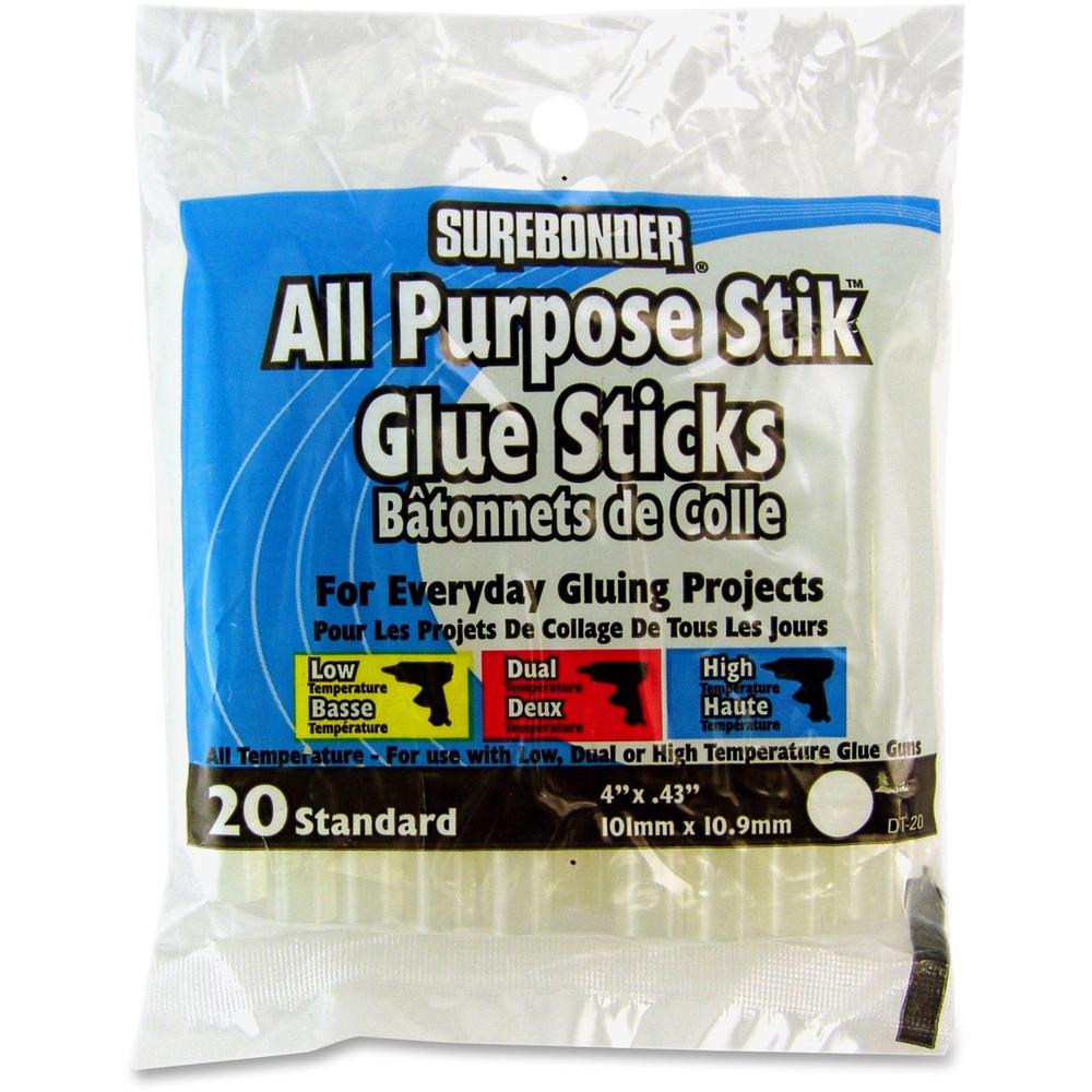 SureBonder 4" All Purpose Glue Sticks - 20 / Pack - Clear. Picture 1