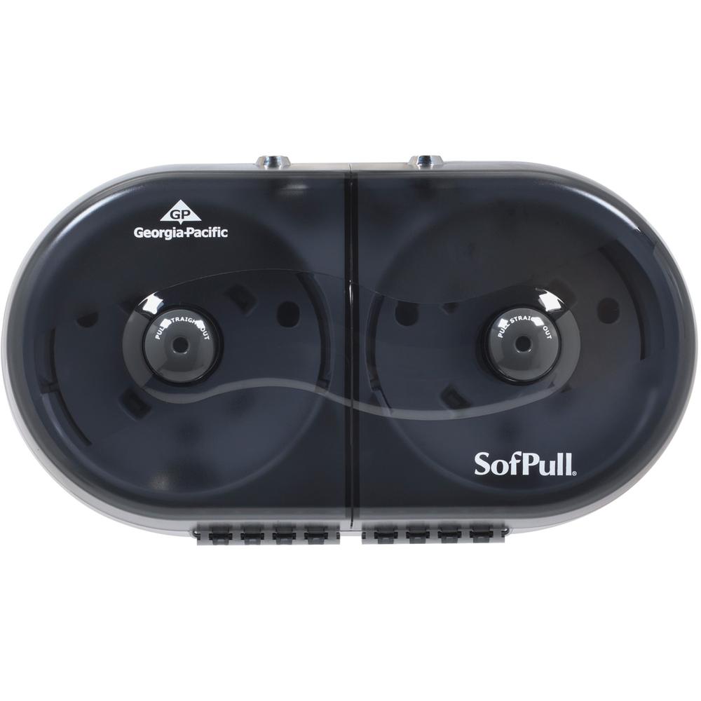 SofPull 2-roll Tissue Dispenser - Center Pull - Smoke - Durable, Lockable, Sturdy. Picture 1