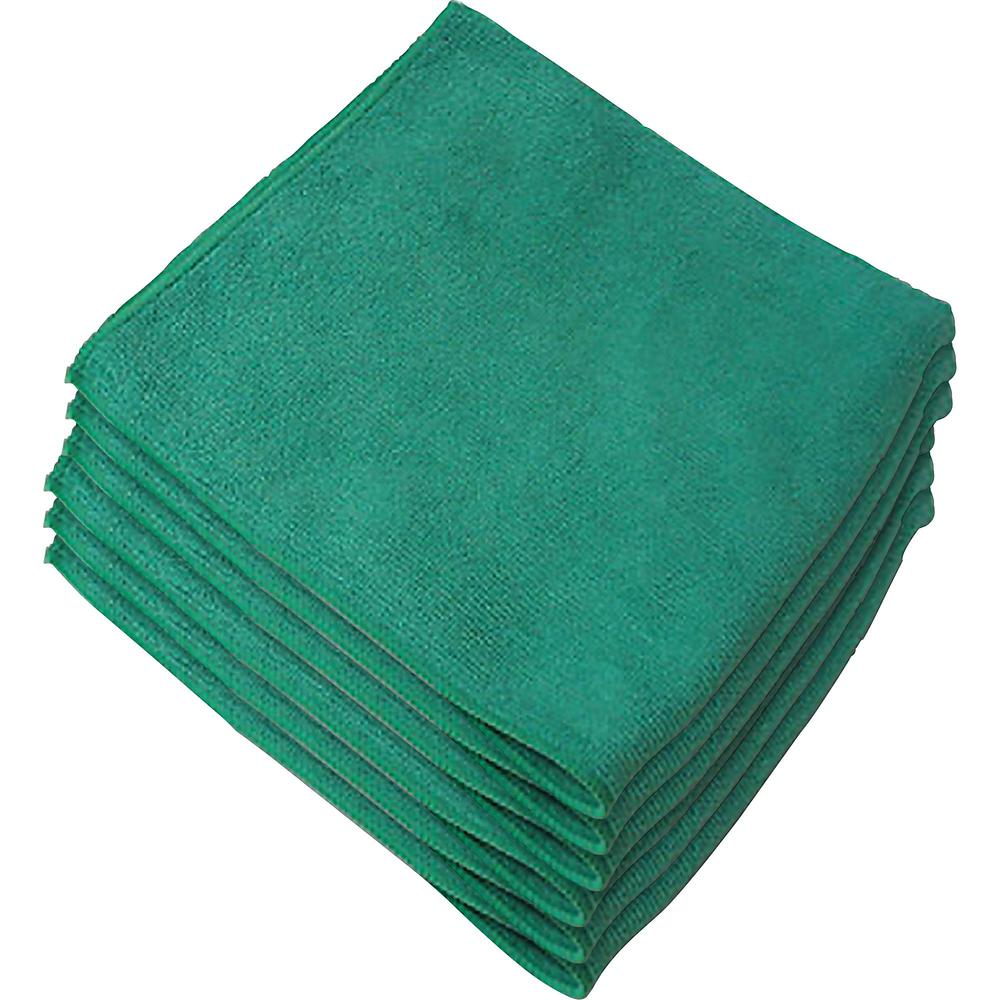 Genuine Joe General Purpose Microfiber Cloth - Cloth - 16" Width x 16" Length - 12 / Bag - Green. The main picture.