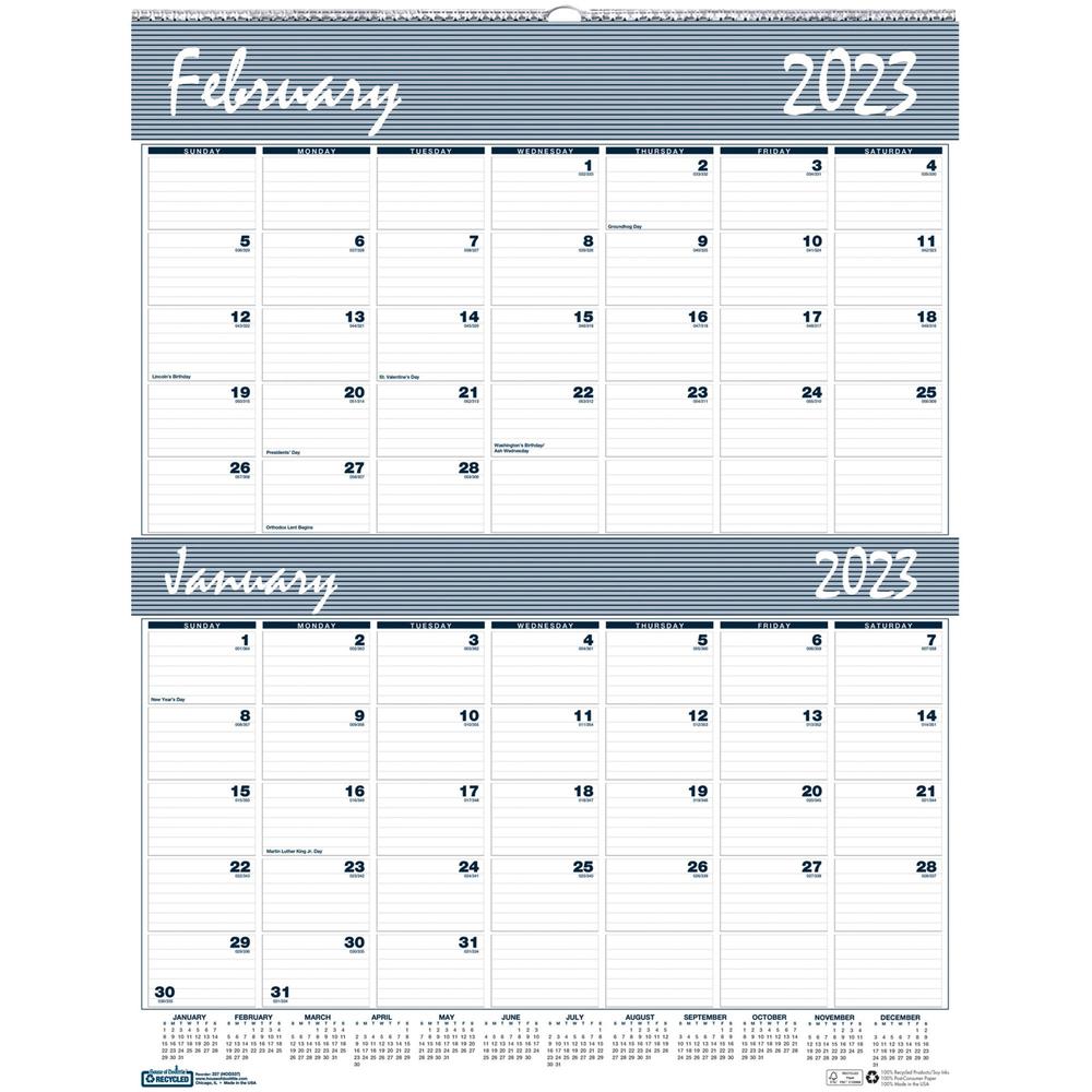House of Doolittle Bar Harbor Blue/Gray 2-Month Wall Calendar - Julian Dates - Monthly - 12 Month - January 2024 - December 2024 - 2 Month Single Page Layout - 20" x 26" Sheet Size - 2.50" x 1.75" Blo. Picture 1