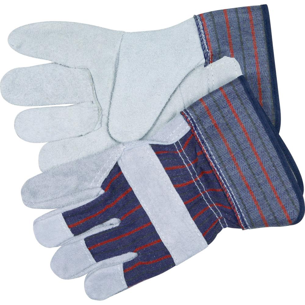 MCR Safety Leather Palm Economy Safety Gloves - Medium Size - Blue - For Assembling, Construction, Landscape - 2 / Pair. Picture 1