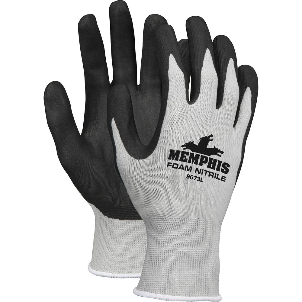 Memphis Shell Lined Protective Gloves - Large Size - Gray, Black, White - Knit Wrist, Comfortable - For Material Handling, Assembling, Farming, Construction, Landscape, Plumbing, Shipping - 1 Dozen - . Picture 1