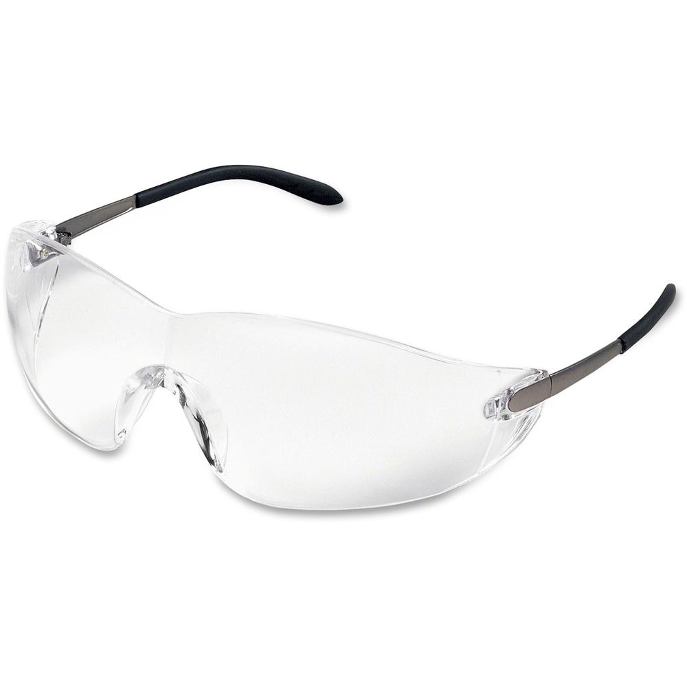 Crews BlackJack Metal Alloy Safety Glasses - Eye, Ultraviolet Protection - Clear Lens - Chrome Frame - Side Shield, Scratch Resistant, Non-slip, Wraparound Lens - 1 Each. Picture 1