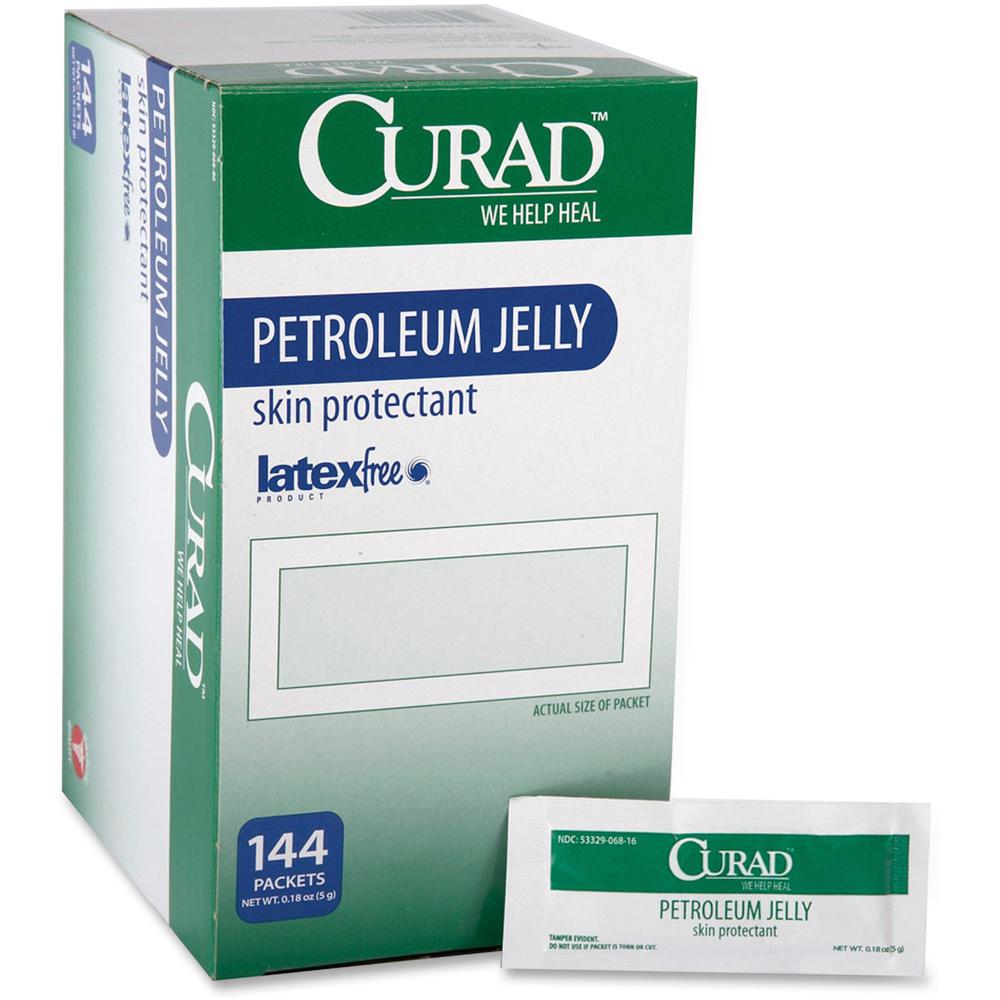 Curad Petroleum Jelly Ointment Packets - Ointment - 0.18 oz (5 g) - Tube - For Dry Skin - Moisturising, Latex-free - 144 / Box. The main picture.