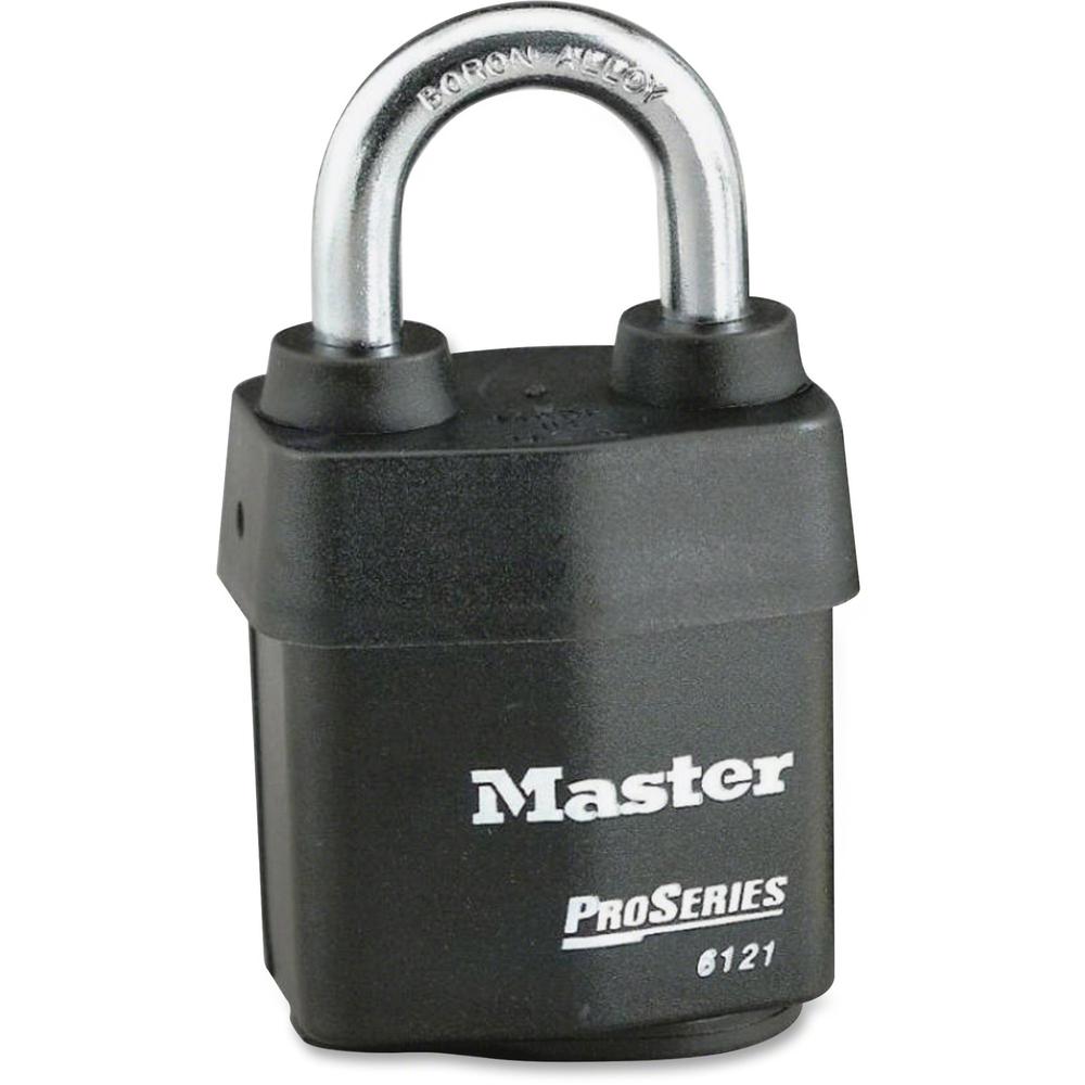 Master Lock Pro Series Rekeyable Padlock - Keyed Different - 0.31" Shackle Diameter - Cut Resistant, Pry Resistant, Weather Resistant - Steel - Black - 1 Each. Picture 1
