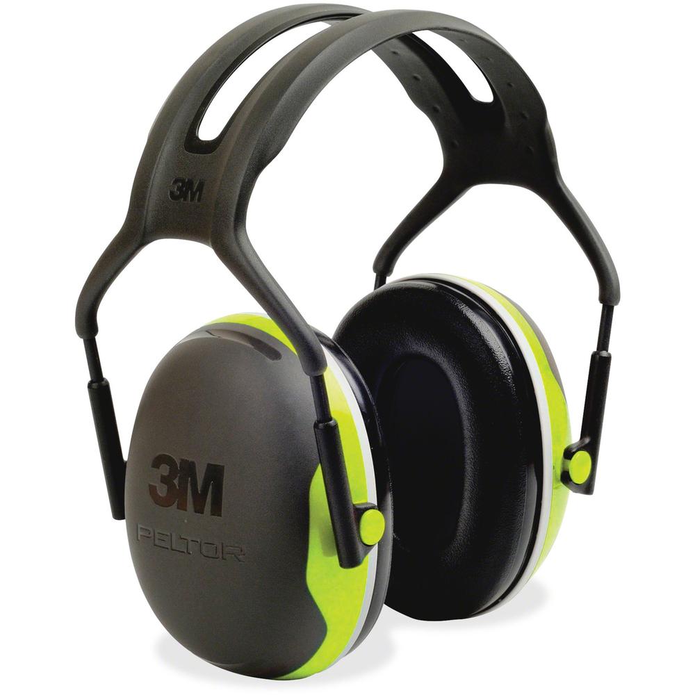 Peltor X4A Earmuffs - Noise, Noise Reduction Rating Protection - Steel, Steel - Black, Green - Lightweight, Comfortable, Cushioned, Adjustable Headband, Durable - 1 Each. Picture 1