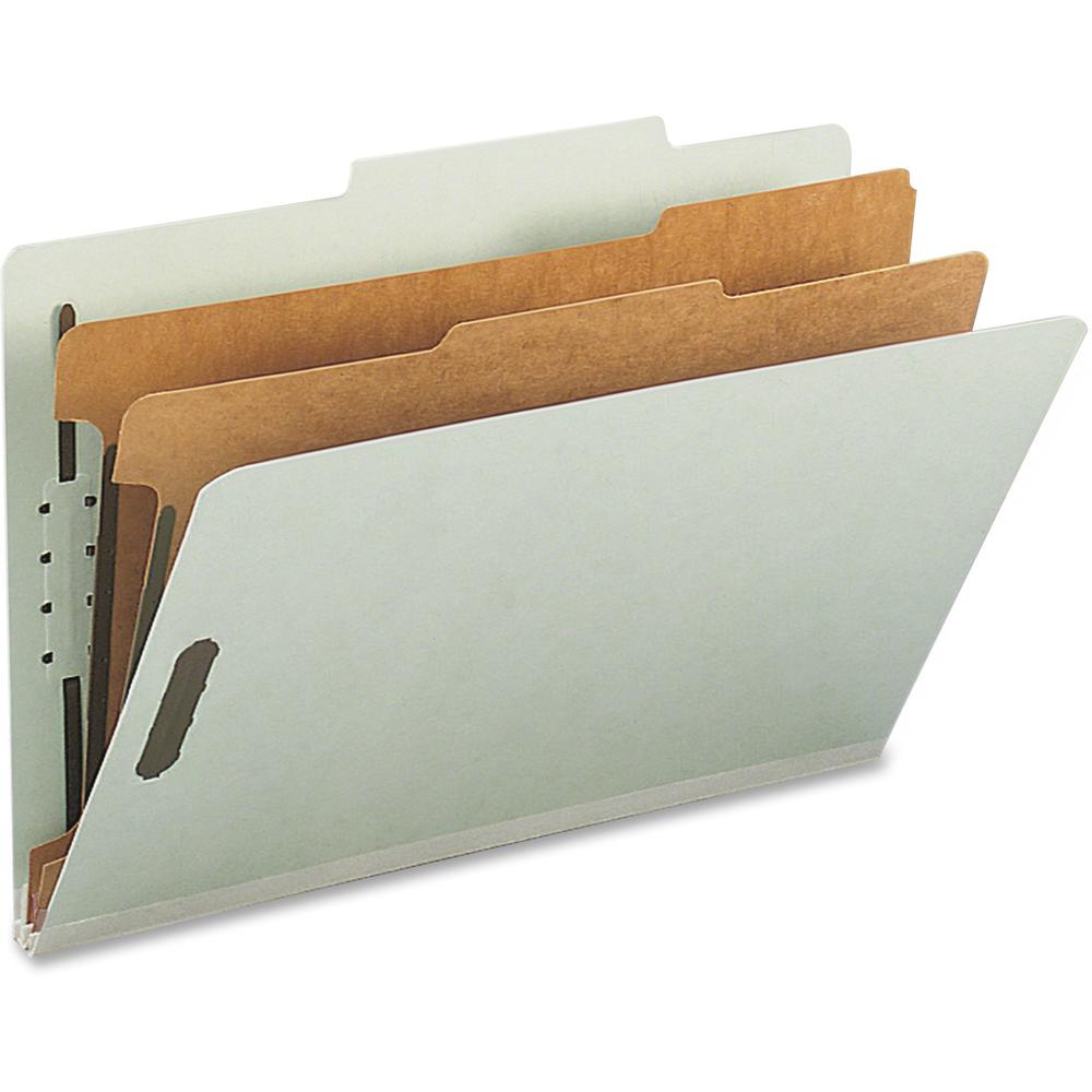 Nature Saver 2/5 Tab Cut Legal Recycled Classification Folder - 8 1/2" x 14" - 6 x Prong K Style Fastener(s) - 1" Fastener Capacity for Divider, 2" Fastener Capacity for Folder - 2 Divider(s) - Gray, . Picture 1