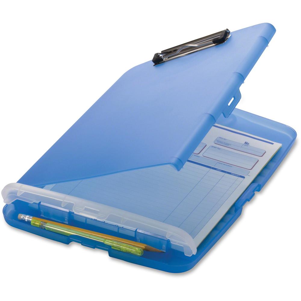 Officemate Slim Clipboard Storage Box - 1" Clip Capacity - 8 1/2" x 11" - Blue - 1 Each. Picture 1
