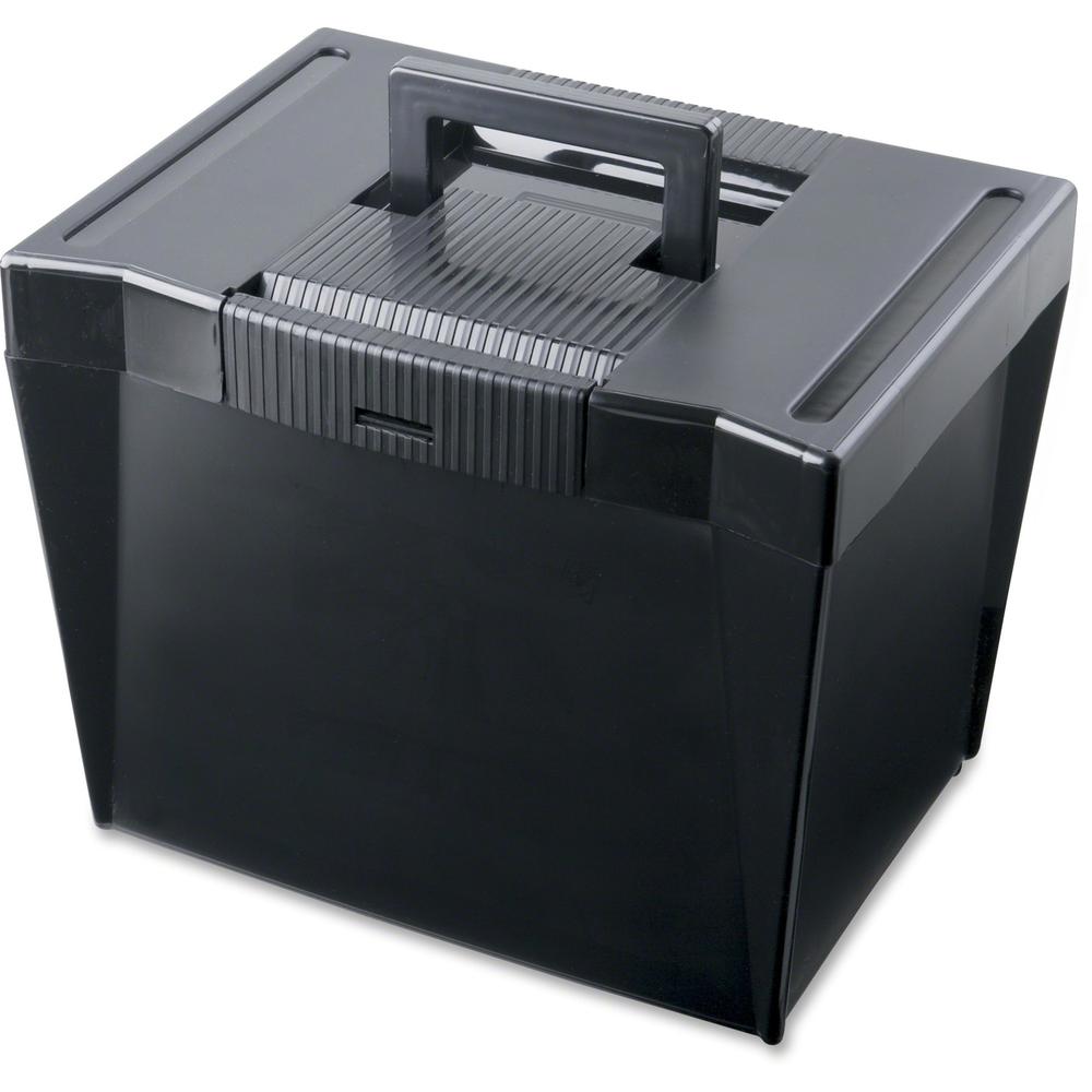 Pendaflex Economy File Box - Internal Dimensions: 13.88" Width x 10.75" Depth x 10.25" Height - External Dimensions: 13.5" Width x 10.3" Depth x 10.9" Height - Media Size Supported: Letter - Latch Loc. Picture 1