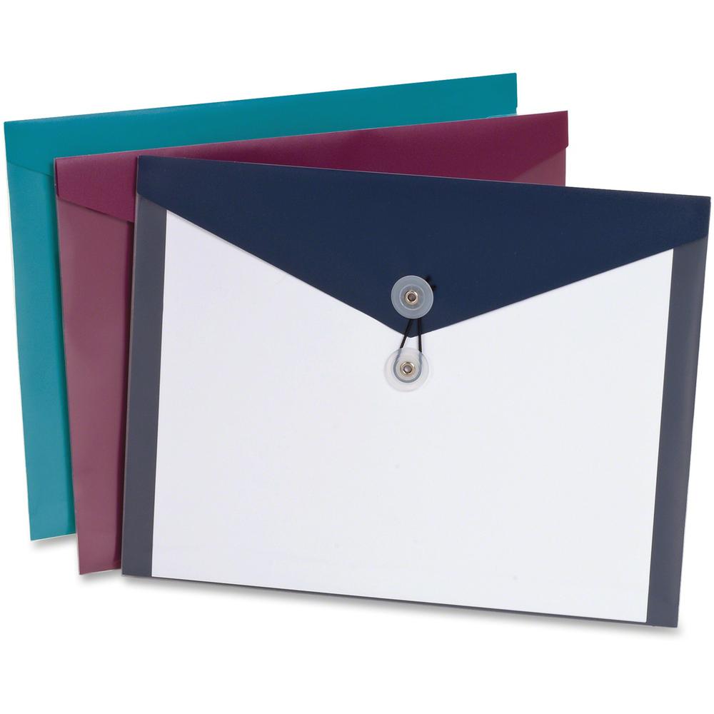 Pendaflex ViewFront Poly Envelopes - Booklet - A4 - 12 1/2" Width - Poly, Polypropylene - 4 / Pack - Assorted, Teal, Burgundy. Picture 1