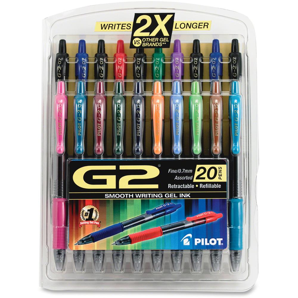 Pilot G2 20-pack Retractable Gel Ink Pens - Fine Pen Point - 0.7 mm Pen Point Size - Refillable - RetractableGel-based Ink - 20 / Pack. Picture 1