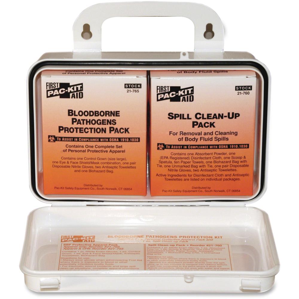 Pac-Kit Safety Equipment Bloodborne Pathogens Kit - 27 x Piece(s) - 4.5" Height x 7.5" Width x 2.8" Depth Length - Plastic Case - 1 / Kit. Picture 1