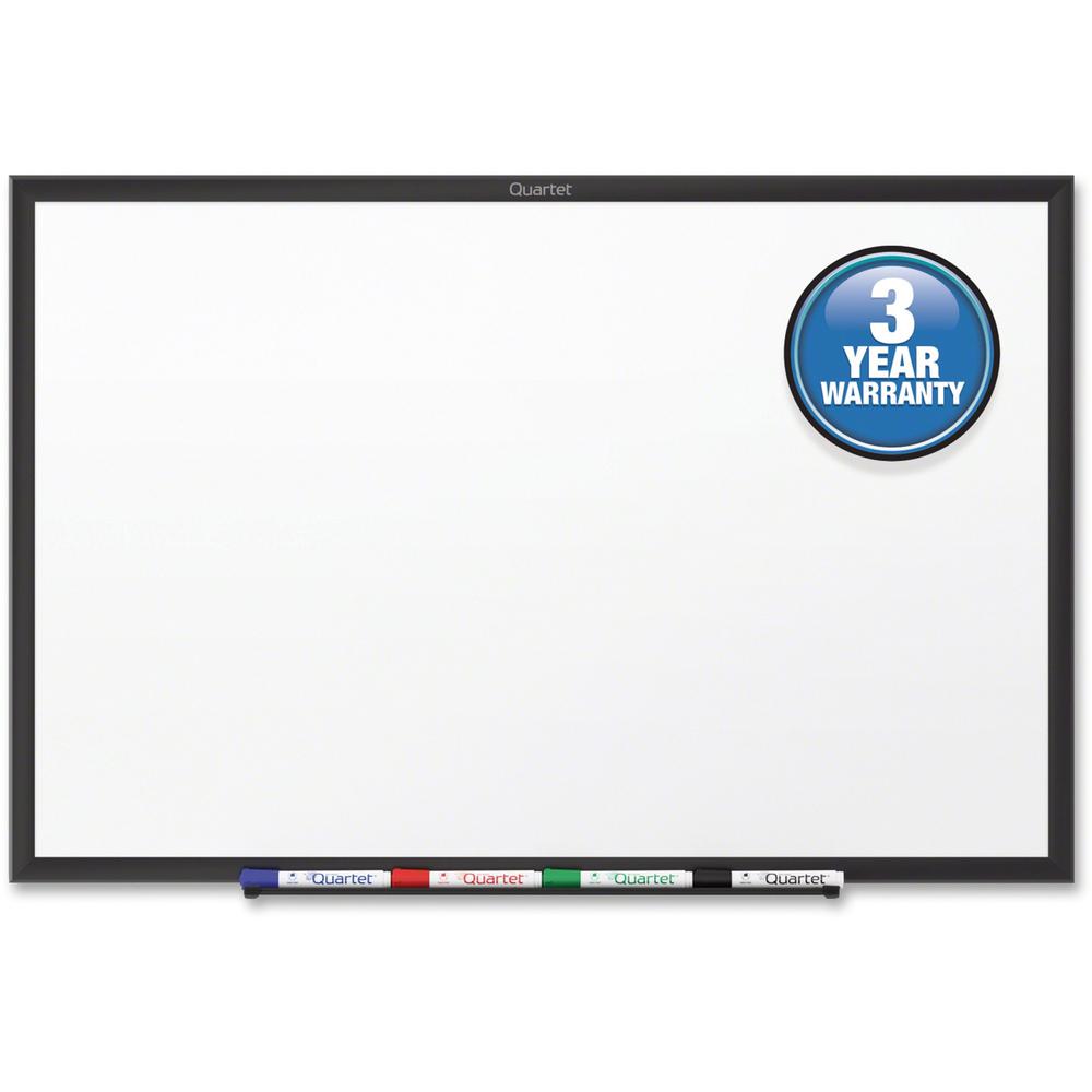 Quartet Classic Total Erase Whiteboard - 60" (5 ft) Width x 36" (3 ft) Height - White Melamine Surface - Black Aluminum Frame - Horizontal/Vertical - 1 Each. Picture 1