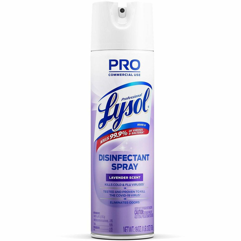 Professional Lysol Lavender Disinfectant Spray - For Multipurpose - 19 oz (1.19 lb) - Lavender Scent - 1 Each - Disinfectant, Anti-bacterial - Clear. Picture 1