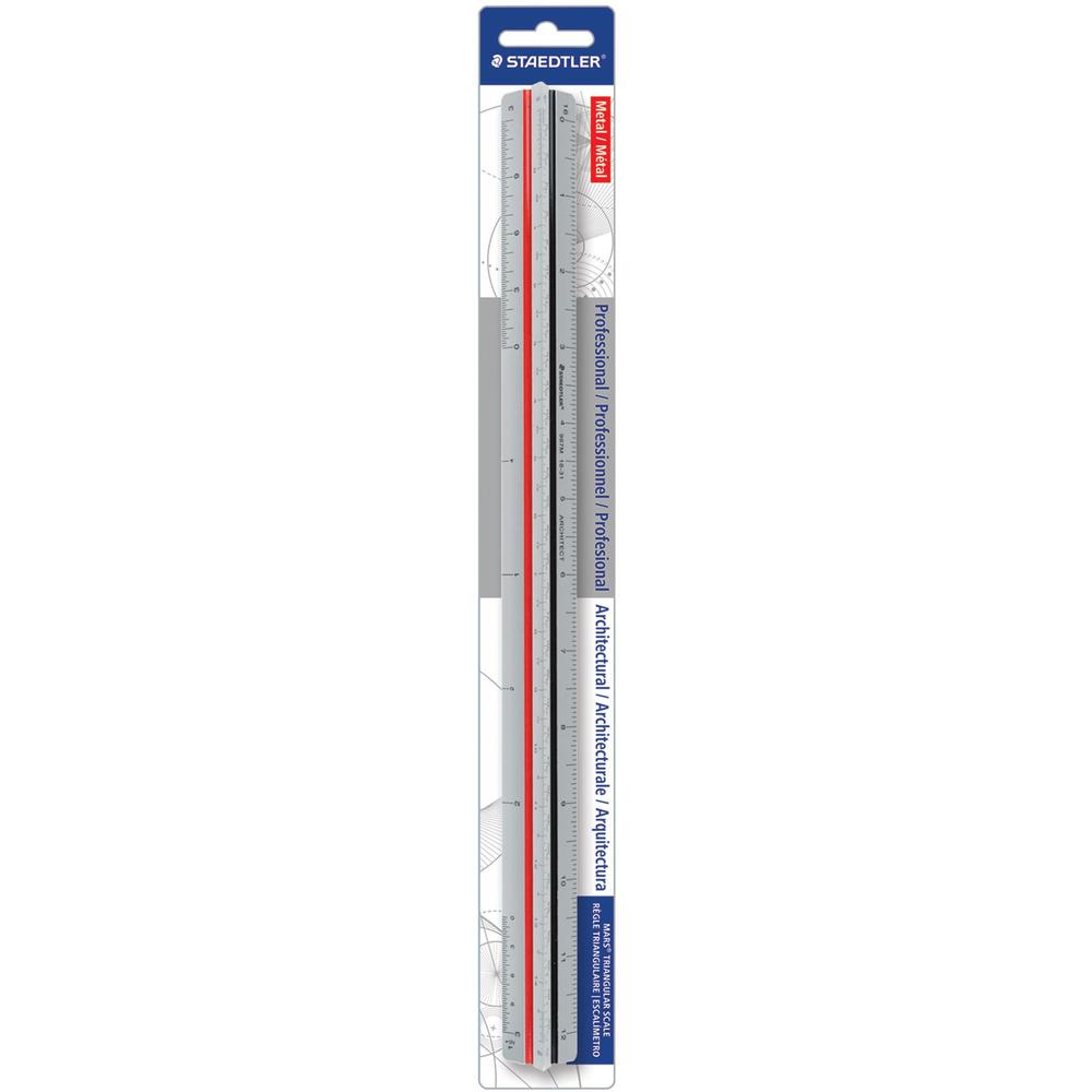 Staedtler Mars Professional Architectural Triangular Scale - 12" Length - Aluminum - 1 Each - Silver. Picture 1