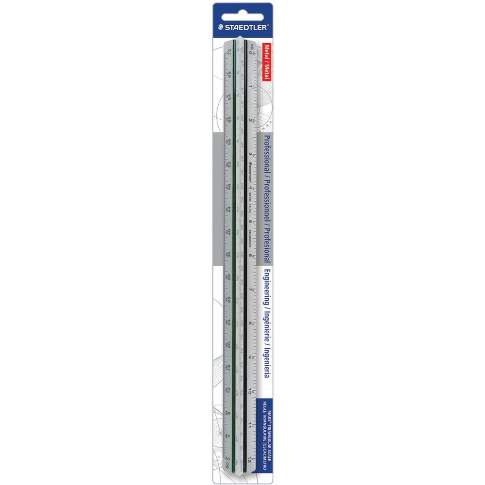 Staedtler Mars Professional Engineering Triangular Scale - 12" Length - Aluminum - 1 Each - Silver. Picture 1