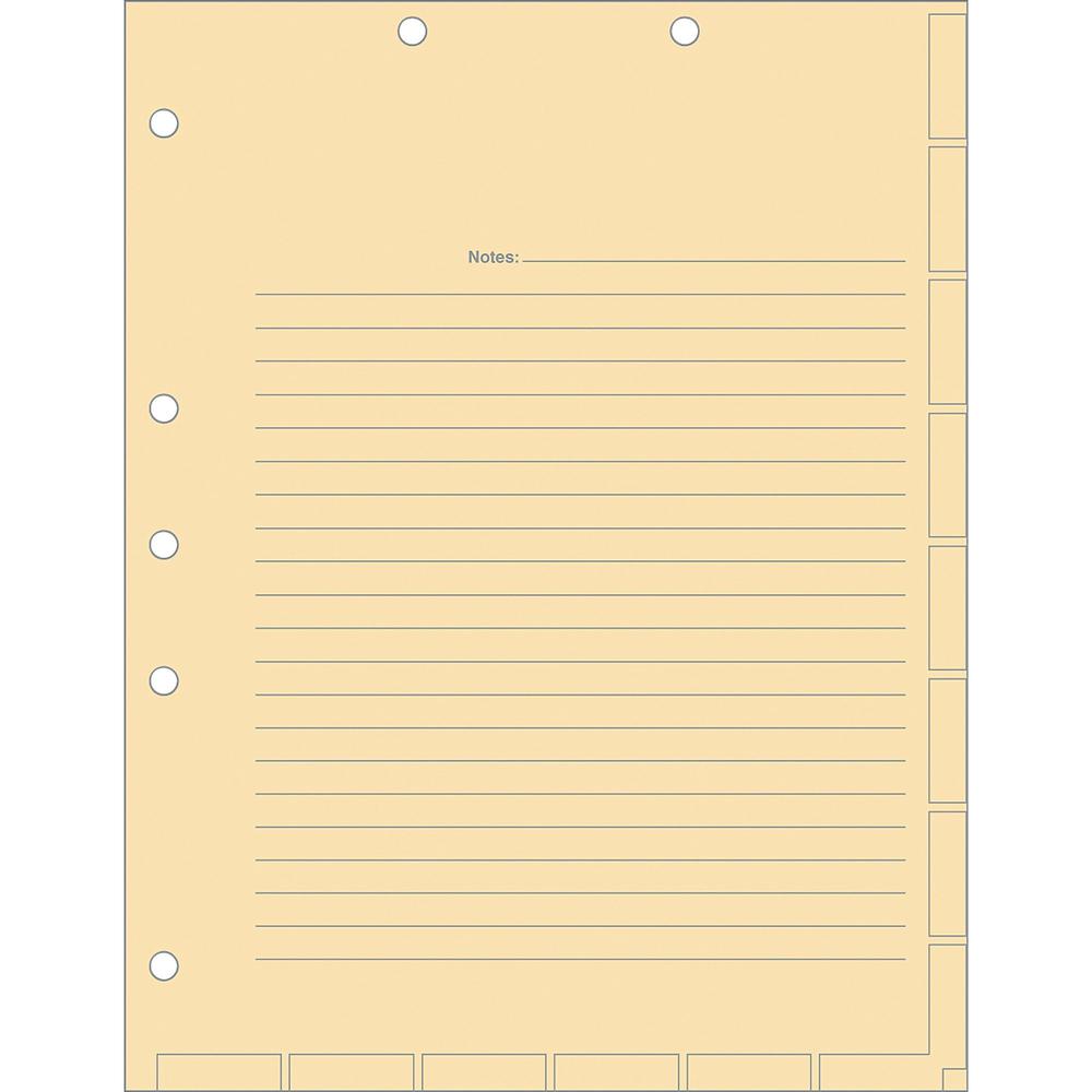 Tabbies 7-hole Manila Chart Divider Sheets - 8.5" Divider Width x 11" Divider Length - 7 Hole Punched - Manila Divider - 400 / Box. Picture 1