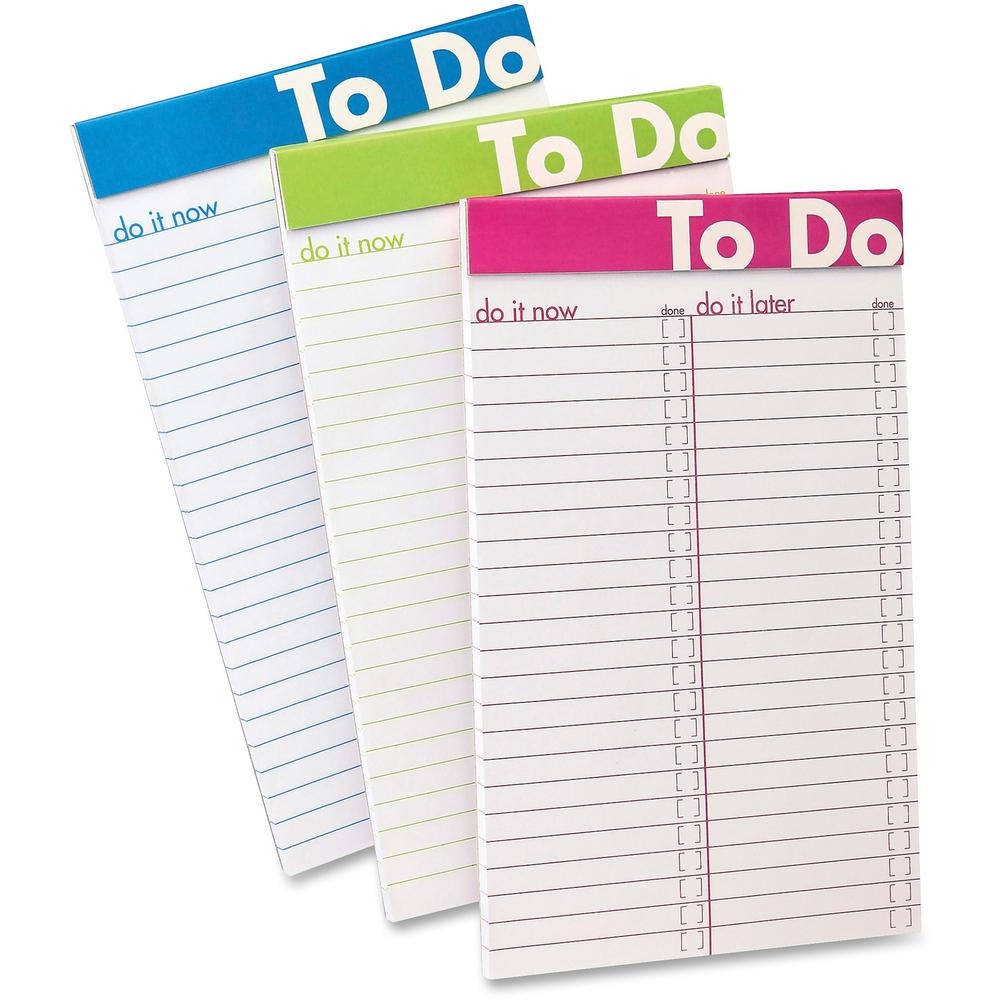 Ampad To Do List Notepad - 50 Sheets - 5" x 8" - White Paper - Assorted Cover - Micro Perforated - 6 / Pack. Picture 1