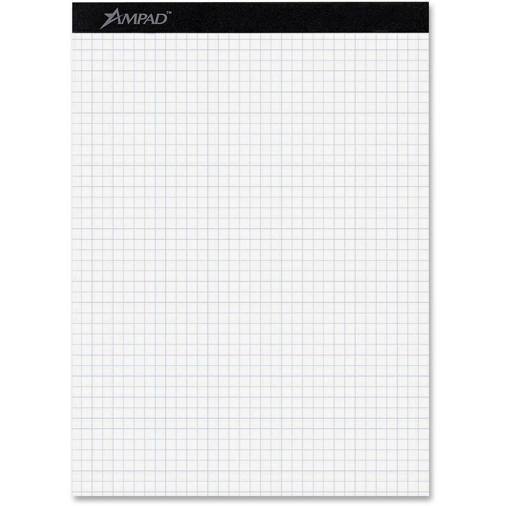 Ampad Quad-ruled Double Sheet Writing Pads - 100 Sheets - Both Side Ruling Surface - 15 lb Basis Weight - 8 1/2" x 11 3/4" - 0.41" x 8.5" x 11.8" - White Paper - Dual Sided, Micro Perforated, Easy Tea. Picture 1