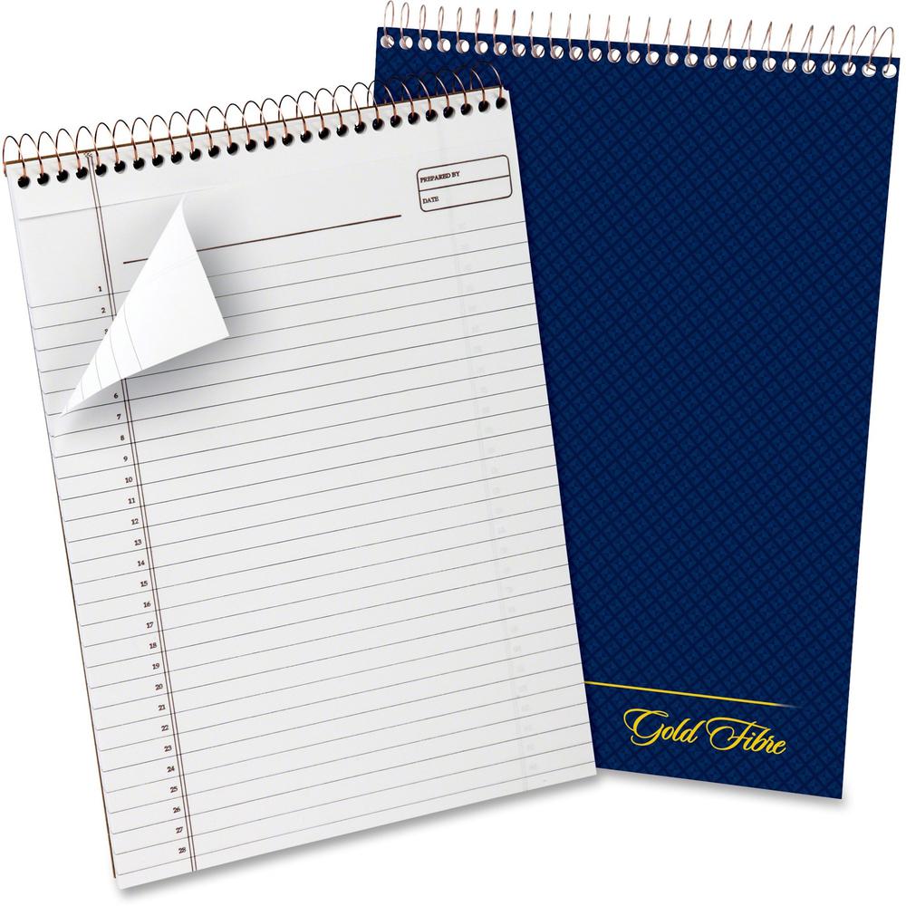 Ampad Gold Fibre Wirebound Legal Pad - 70 Sheets - Wire Bound - 20 lb Basis Weight - 8 1/2" x 11 3/4" - 8.50" x 0.4" x 12.3" - White Paper - Navy Cover - Micro Perforated, Easy Tear, Rigid, Chipboard . Picture 1