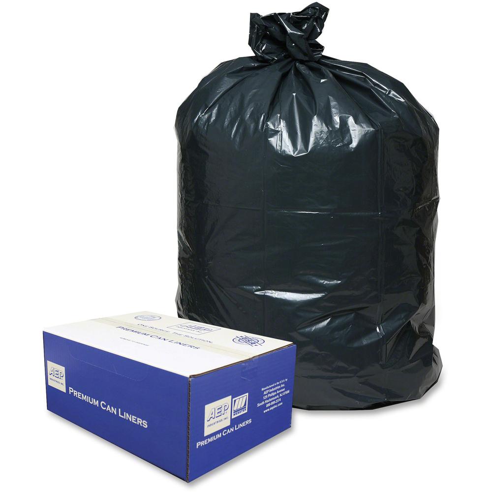 Berry Opaque Linear Low-Density Can Liners - Extra Large Size - 60 gal Capacity - 38" Width x 58" Length - Low Density - Black - 100/Carton - Can - Recycled. Picture 1