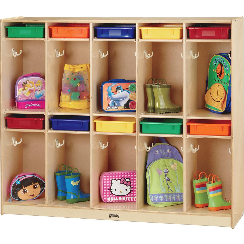 Jonti-Craft 10-Locker Organizer Take Home Center - 10 Compartment(s) - 50.5" Height x 60.5" Width x 15" Depth - Paper Tray Slot, Double Hook - 1 Each. Picture 1