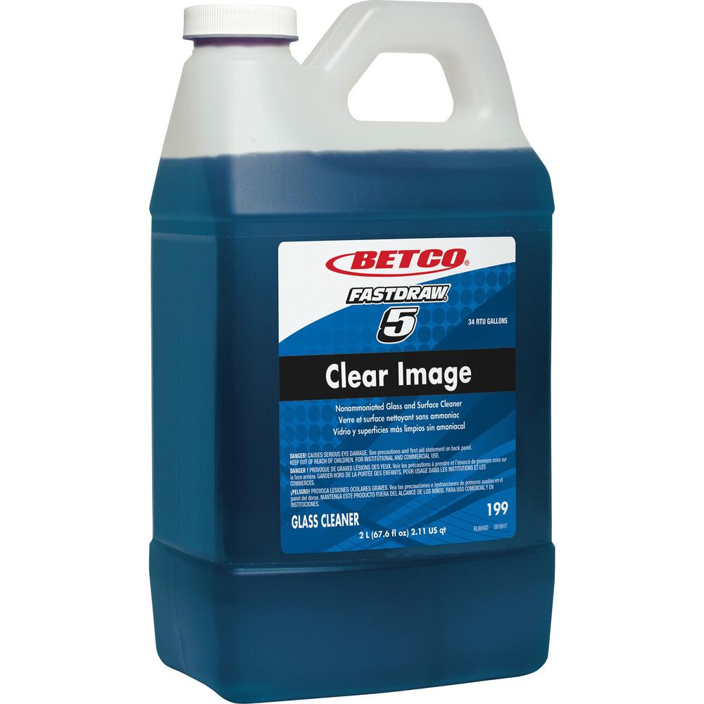 Betco Clear Image Glass Cleaner - FASTDRAW 5 - Concentrate Liquid - 67.6 fl oz (2.1 quart) - Grape, Rain Fresh Scent - 1 Each - Blue. Picture 1