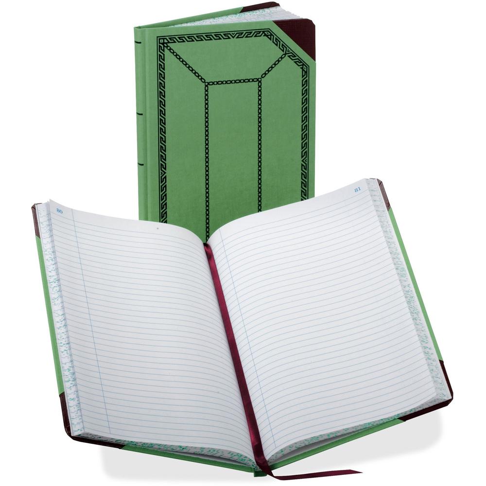Boorum & Pease Boorum 67-1/8 Series Record-Ruled Account Books - 250 Sheet(s) - Sewn Bound - 12.50" x 7.63" Sheet Size - Green - Olive Green Cover - 1 Each. Picture 1